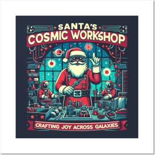 Santa's Cosmic Workshop, Crafting joy across galaxies Posters and Art